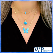 Load image into Gallery viewer, Larimar AAA 14k Gold Vermeil Necklace &quot;Sky Buttlerfly&quot; Larimar AAA 14k Gold Vermeil Necklace &quot;Sky Buttlerfly&quot; freeshipping - WP Diseño Exclusivo de Joyas
